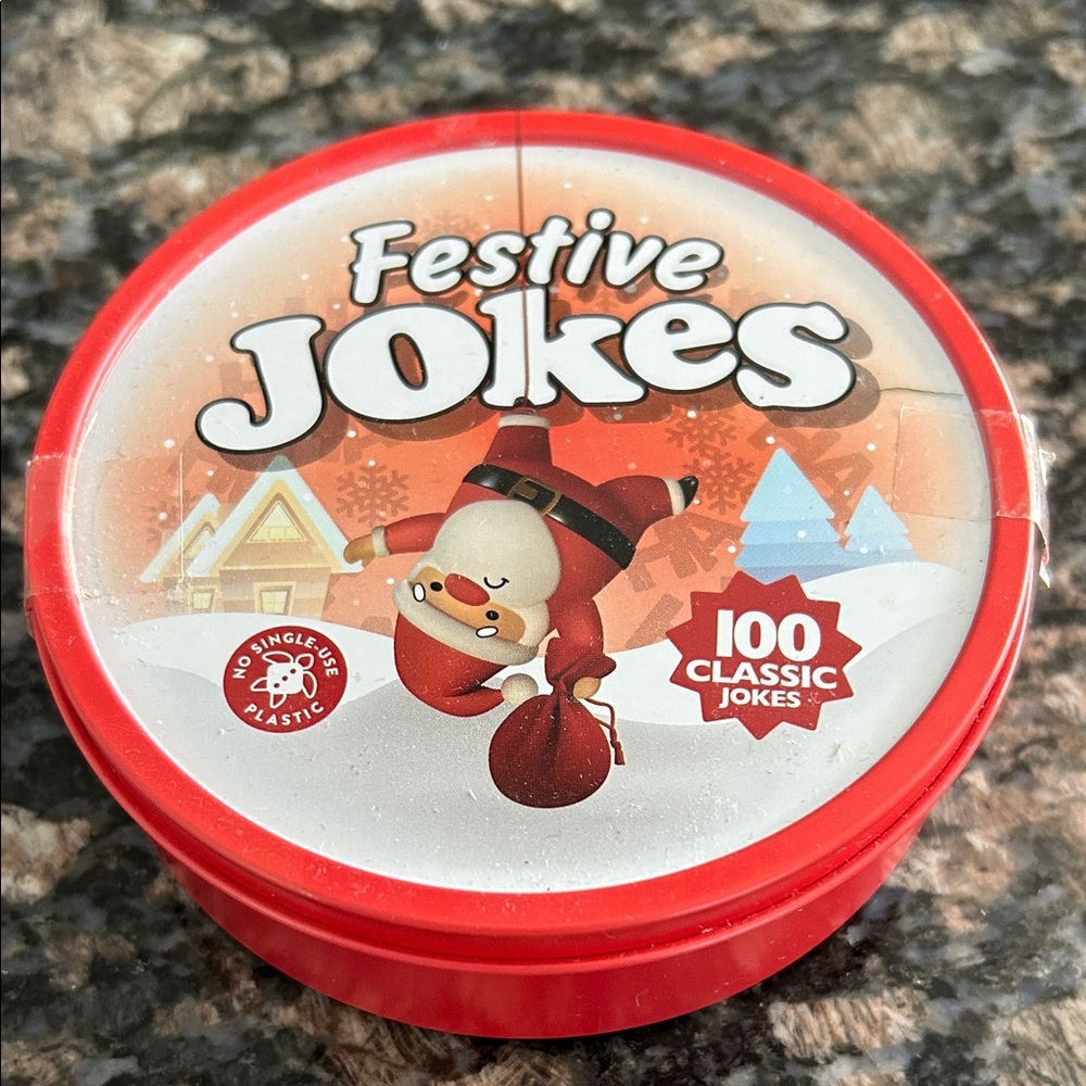 PROFESSOR PUZZLE FESTIVE JOKES IN TIN CONTAINS 100 JOKES NEW